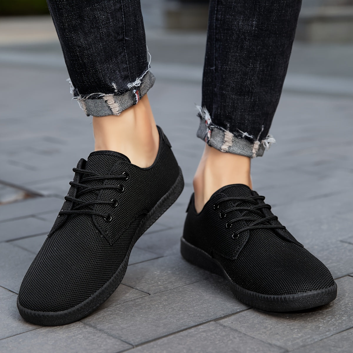 Solid Versatile Skate Shoes, Breathable Non Slip Lace-up